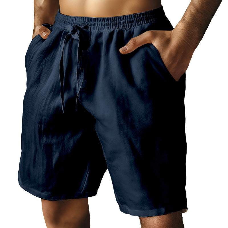 (S-3XL)🌿Herrshorts i bomull och linne med elastisk dragsko