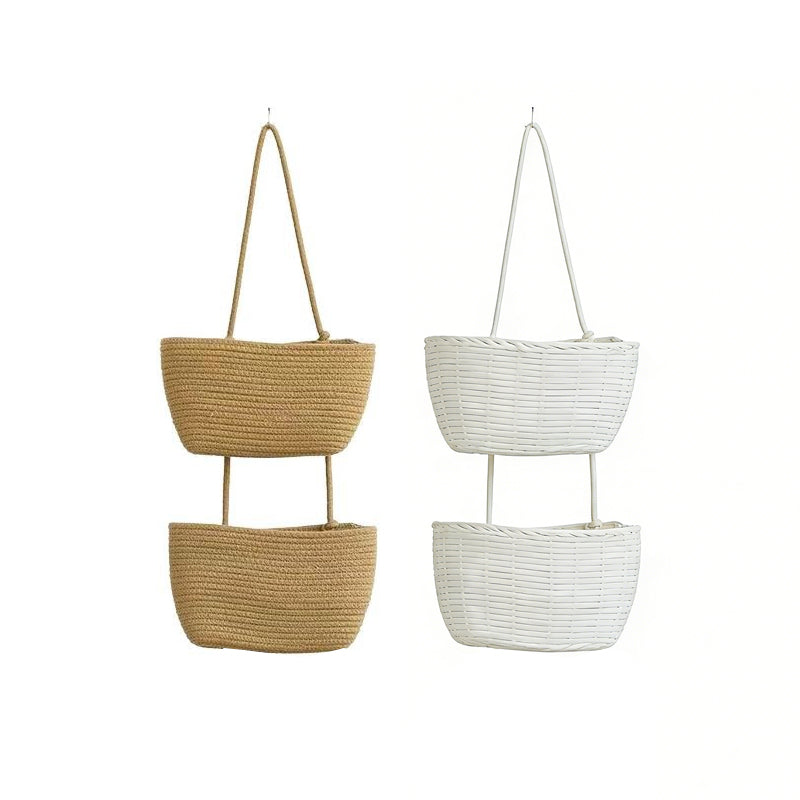 🧺 TIDBEGRÄNSAD 50% RABATT! ✨ Vägghängande förvaringsorganisatör – 3 nivåer, bohemisk stil, platsbesparande 🏡