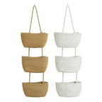 🧺 TIDBEGRÄNSAD 50% RABATT! ✨ Vägghängande förvaringsorganisatör – 3 nivåer, bohemisk stil, platsbesparande 🏡