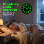 🕐 ENDAST TILLFÄLLIGT: 50% RABATT! ✨ Lysande Väggklocka – Tyst, 12 tum, Synlig dag och natt 🌙