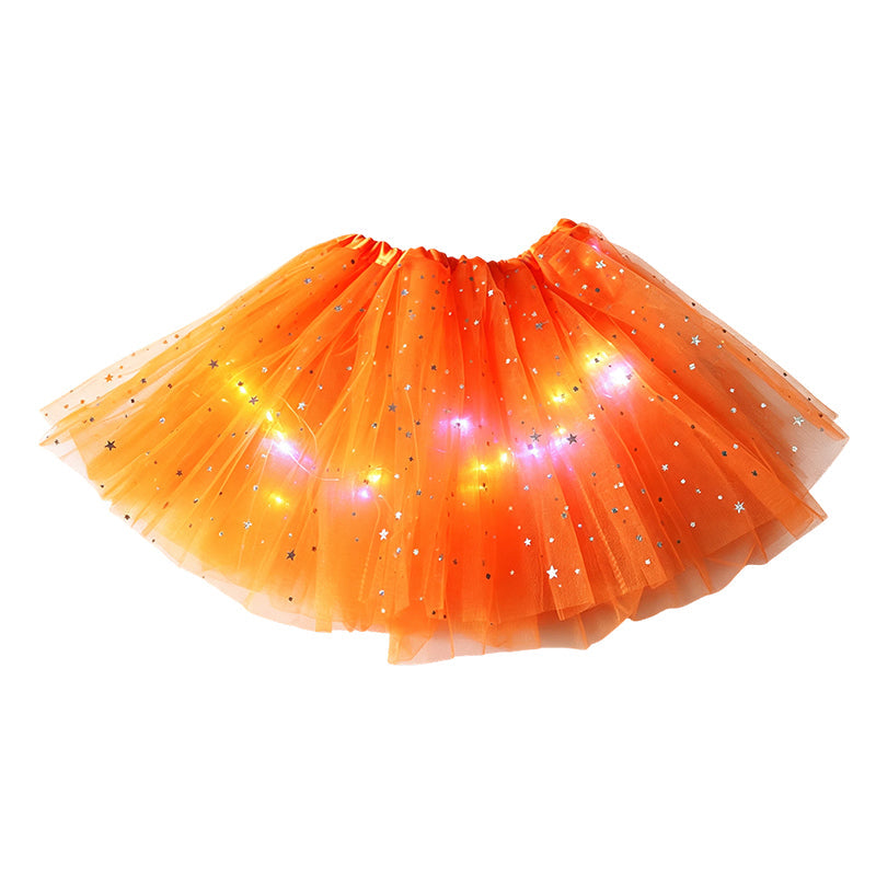 ✨🌈LED-ljusskenande paljetttyllkjol – barn- och vuxenstorlekar, tre lager tyll och elastisk midja 💃