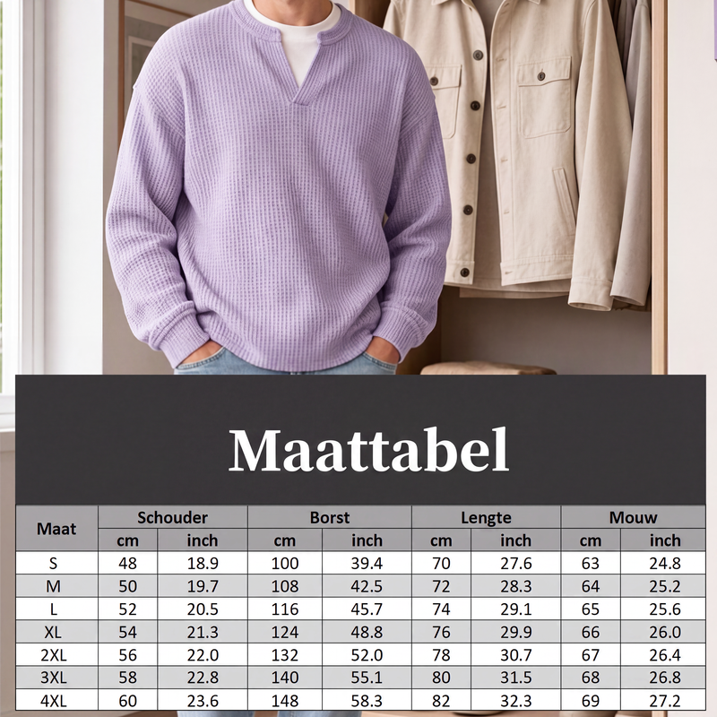 🔥 Nyheter – 50% RABATT ✨ Herr Våffel-T-shirt med Skiktat Design – Bekväm Passform & Modern Casual Look 👕