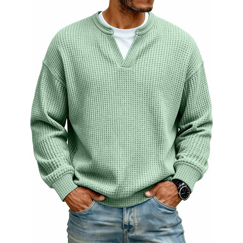 🔥 Nyheter – 50% RABATT ✨ Herr Våffel-T-shirt med Skiktat Design – Bekväm Passform & Modern Casual Look 👕