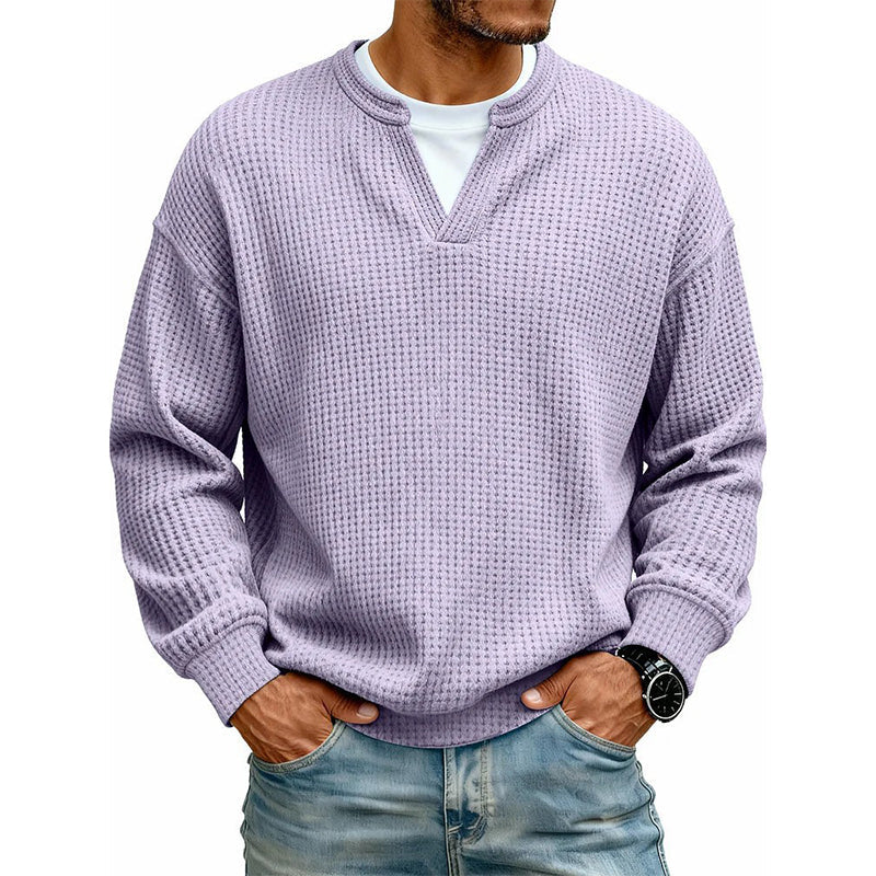 🔥 Nyheter – 50% RABATT ✨ Herr Våffel-T-shirt med Skiktat Design – Bekväm Passform & Modern Casual Look 👕