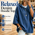 Damernas avslappnade löst sittande denimhoodie✨Fri frakt