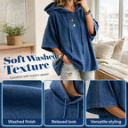 Damernas avslappnade löst sittande denimhoodie✨Fri frakt