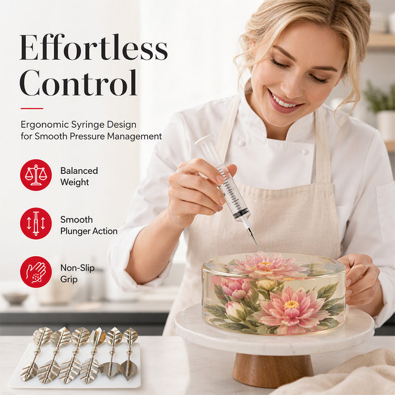 🎂 Få 50 % rabatt nu! Professionellt kit för 3D-gelékonst – Innehåller verktyg för blomformning i rostfritt stål (typ 304, set om 10 delar) och en spruta.✨🎨