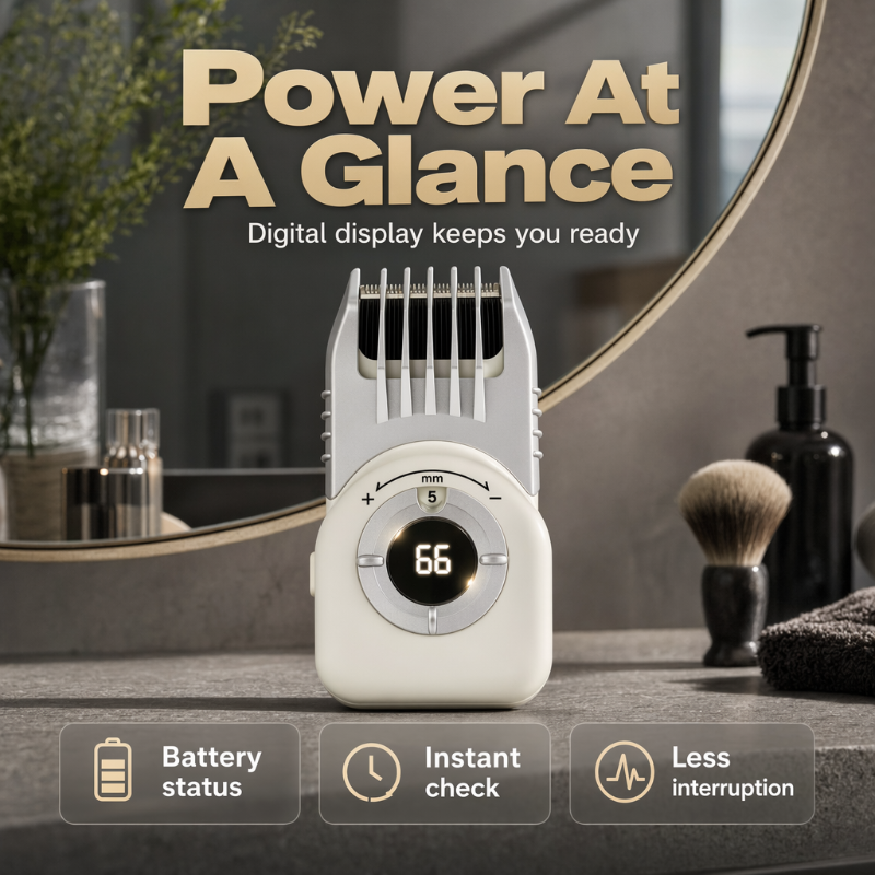 ✂️ Spara 50 % nu! Tvättbar hårtrimmer med vridreglage – sladdlös, med digital display, justerbar klipplängd och uppladdningsbart batteri för hemmabruk.