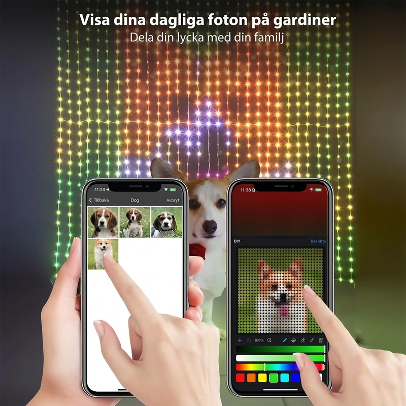 🌈 Smart LED-ljusslinga – app + fjärrkontroll, musiksynk, vattentät PVC. Anpassa färger och mönster för fest och trädgård! ✨🎶