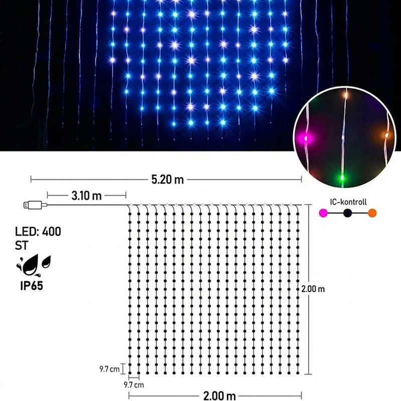 🌈 Smart LED-ljusslinga – app + fjärrkontroll, musiksynk, vattentät PVC. Anpassa färger och mönster för fest och trädgård! ✨🎶