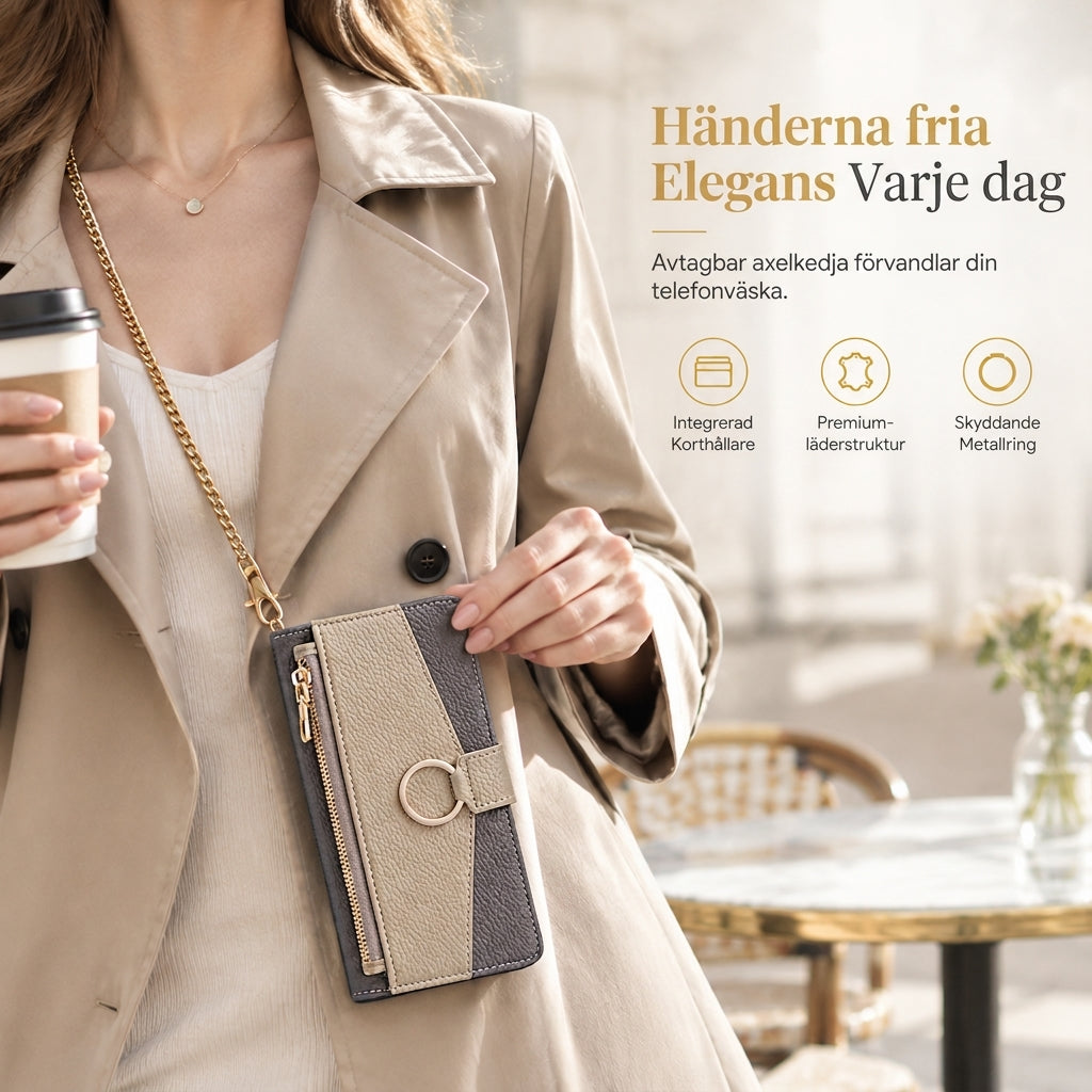 📱 50% RABATT! ✨ Lyxigt plånboksfodral i crossbody-stil för telefonen med kortfack & stödfunktion 👛