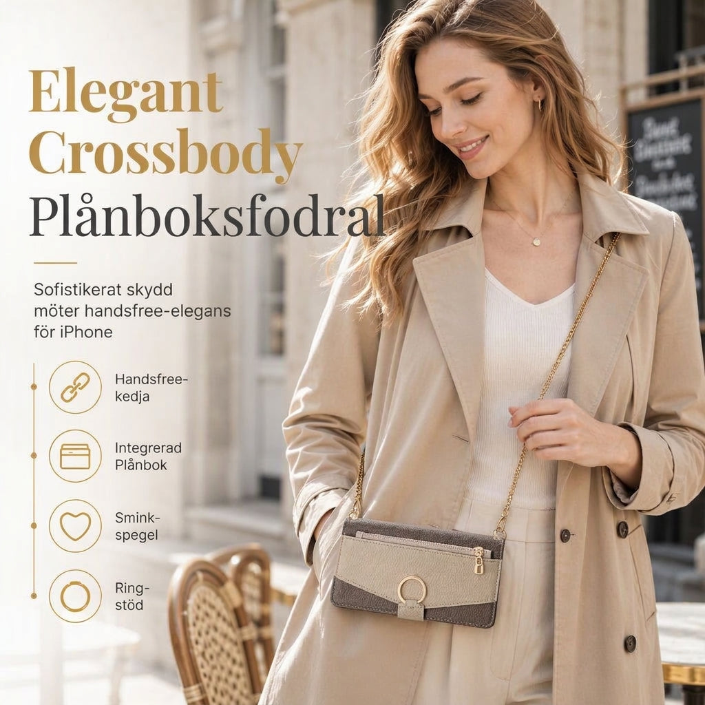 📱 50% RABATT! ✨ Lyxigt plånboksfodral i crossbody-stil för telefonen med kortfack & stödfunktion 👛